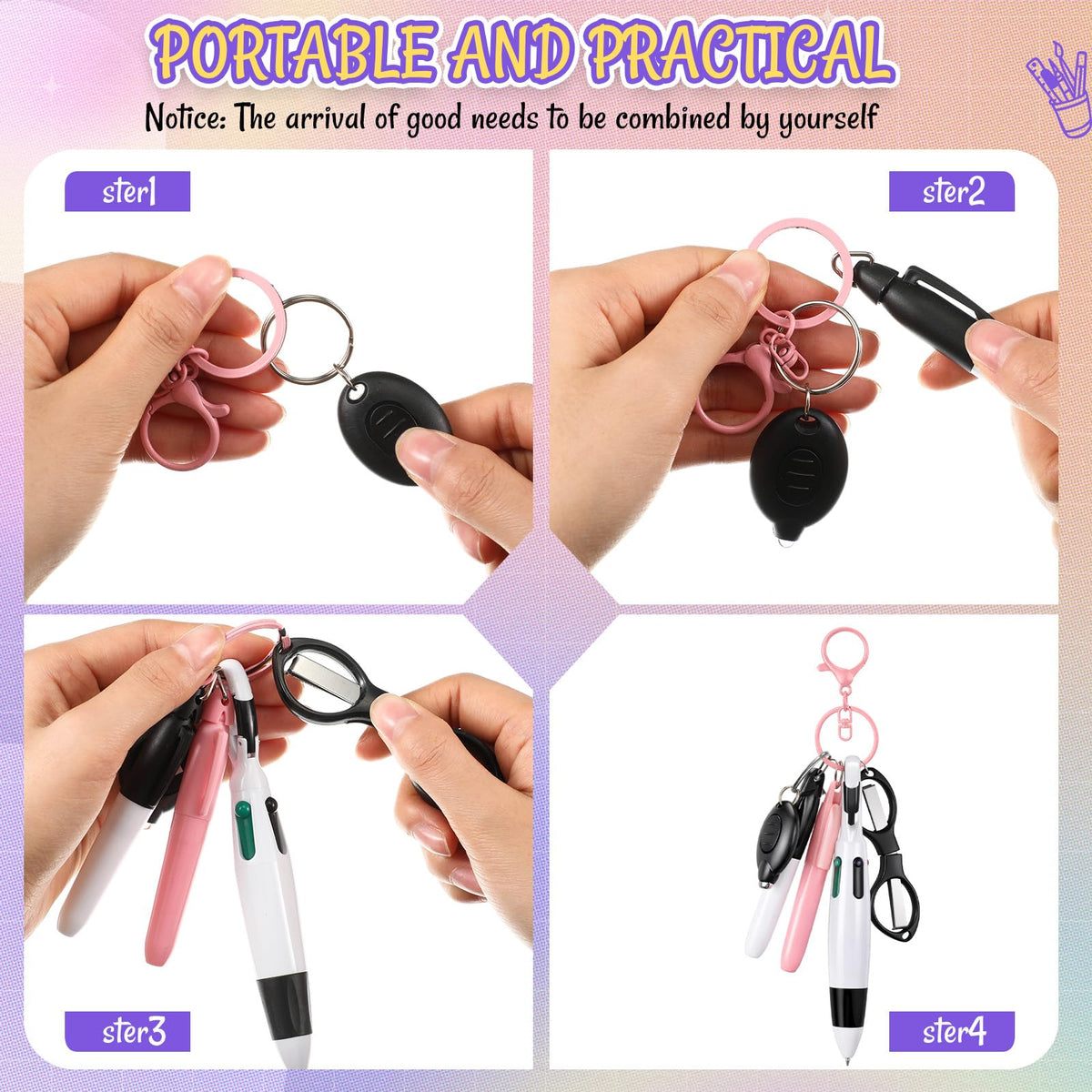 Glenmal 144 Pcs Badge Reel Mini Highlighter Pen LED Keychain for Nurse
