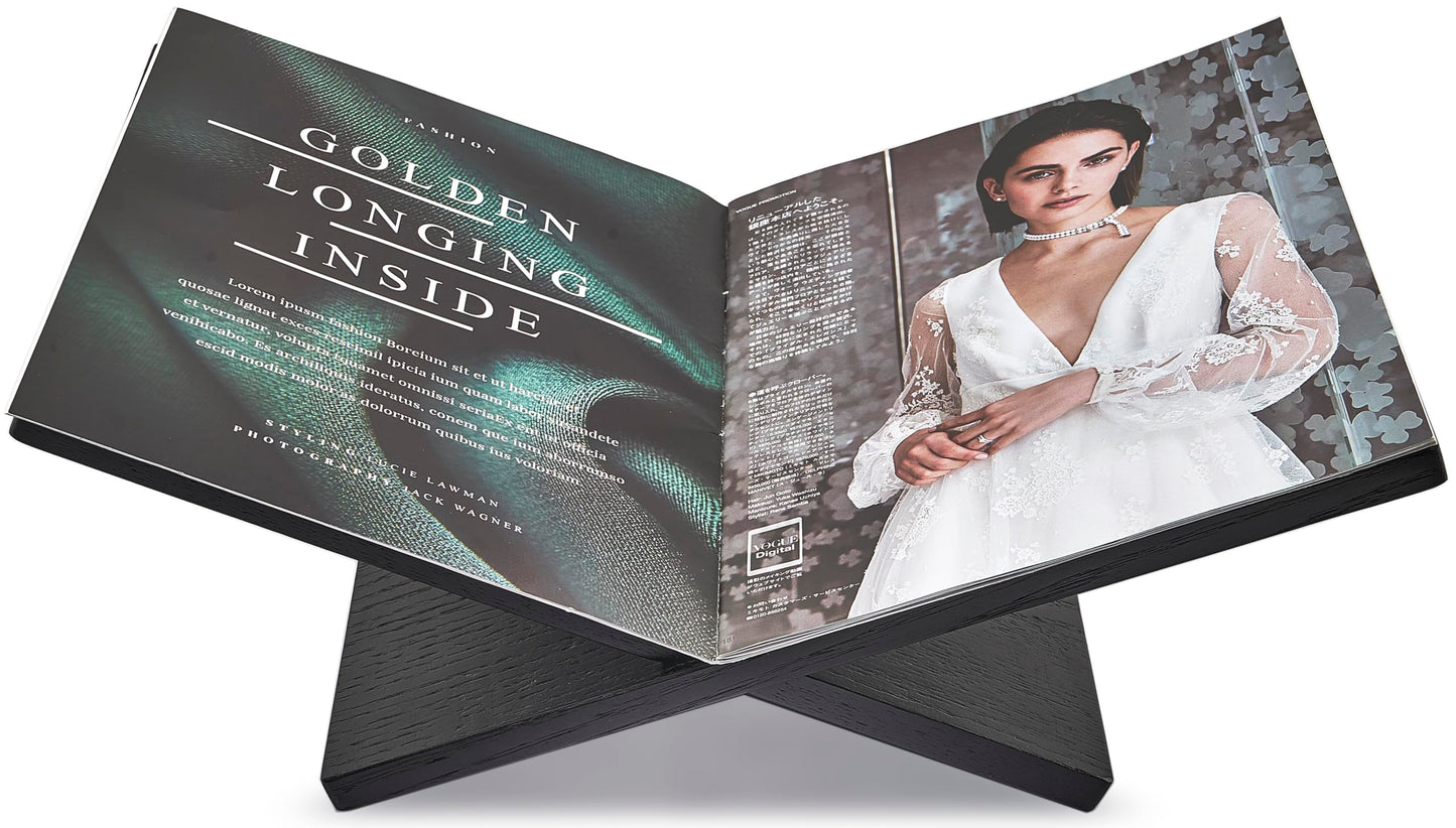 Honygebia Solid Oak Wood Book Stand, Cross Frame Open Display Holder