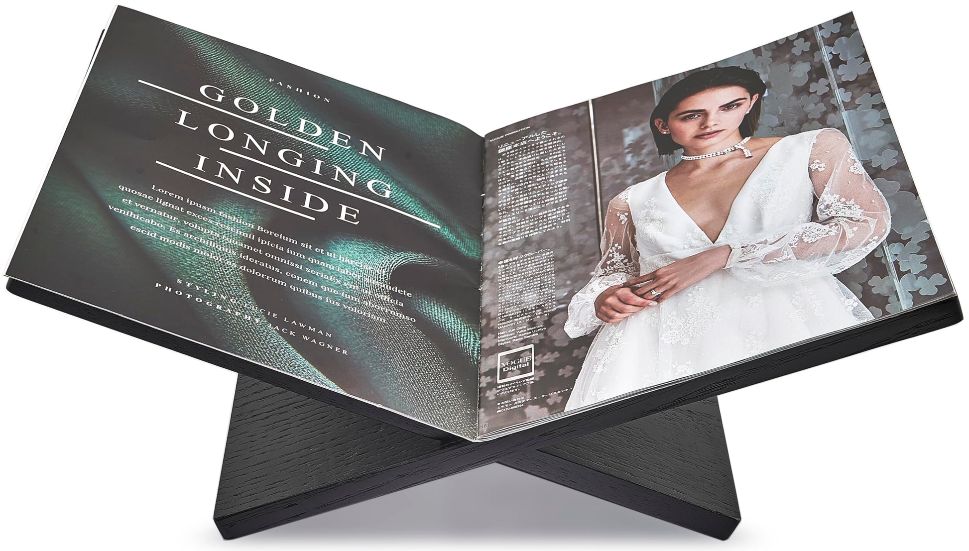 Honygebia Solid Oak Wood Book Stand, Cross Frame Open Display Holder