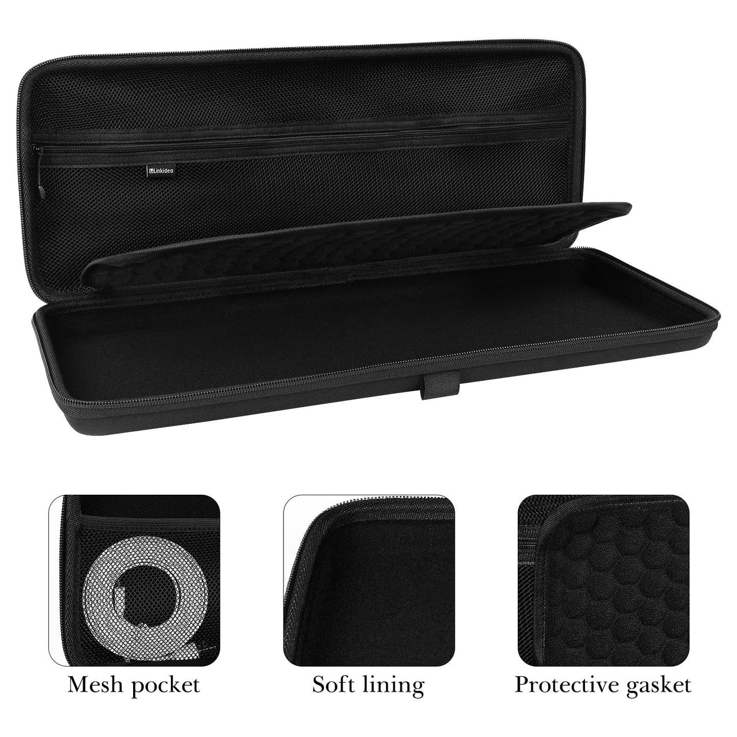 Linkidea Hard Travel Case for Compact 90%-96% Keyboard, Computer 100 Key Wireless/Wired Keyboard