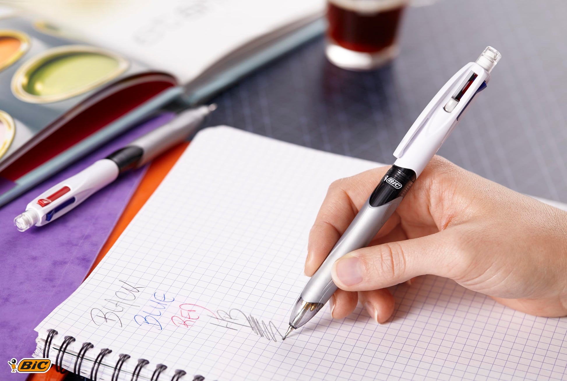 BIC 4 Colours Multifunctional Ballpoint Pen and HB Pencil Combo - Set of 12 - All in One Writing