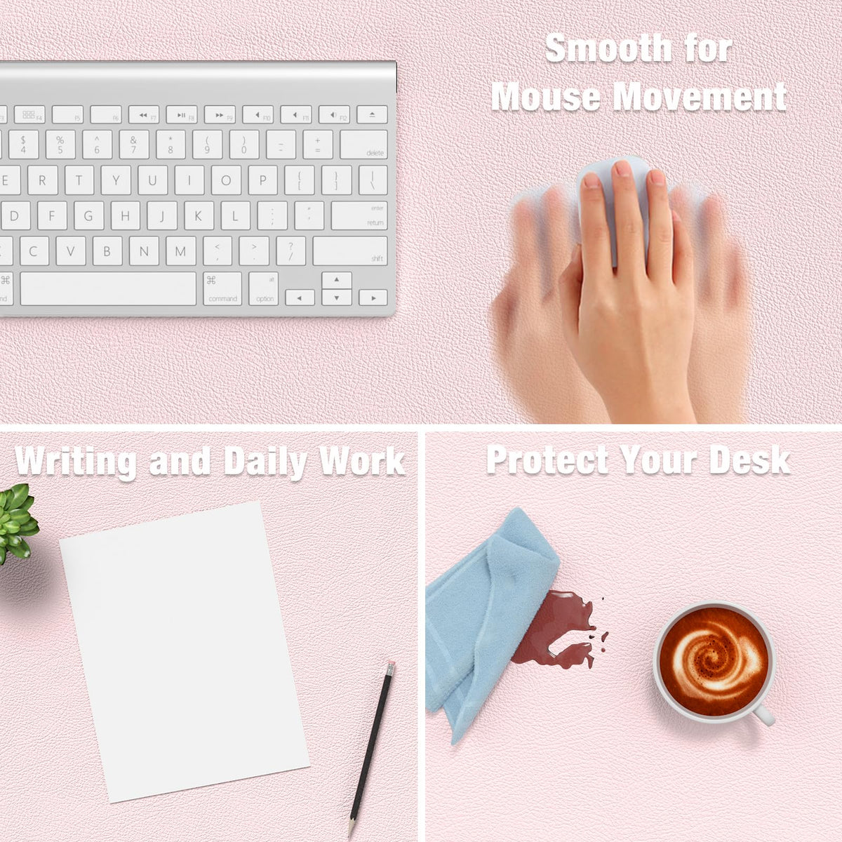 Hsurbtra Desk Pad, 48" x 17" PU Leather Desk Mat, XXXL Extended Mouse Pad, Waterproof Desktop