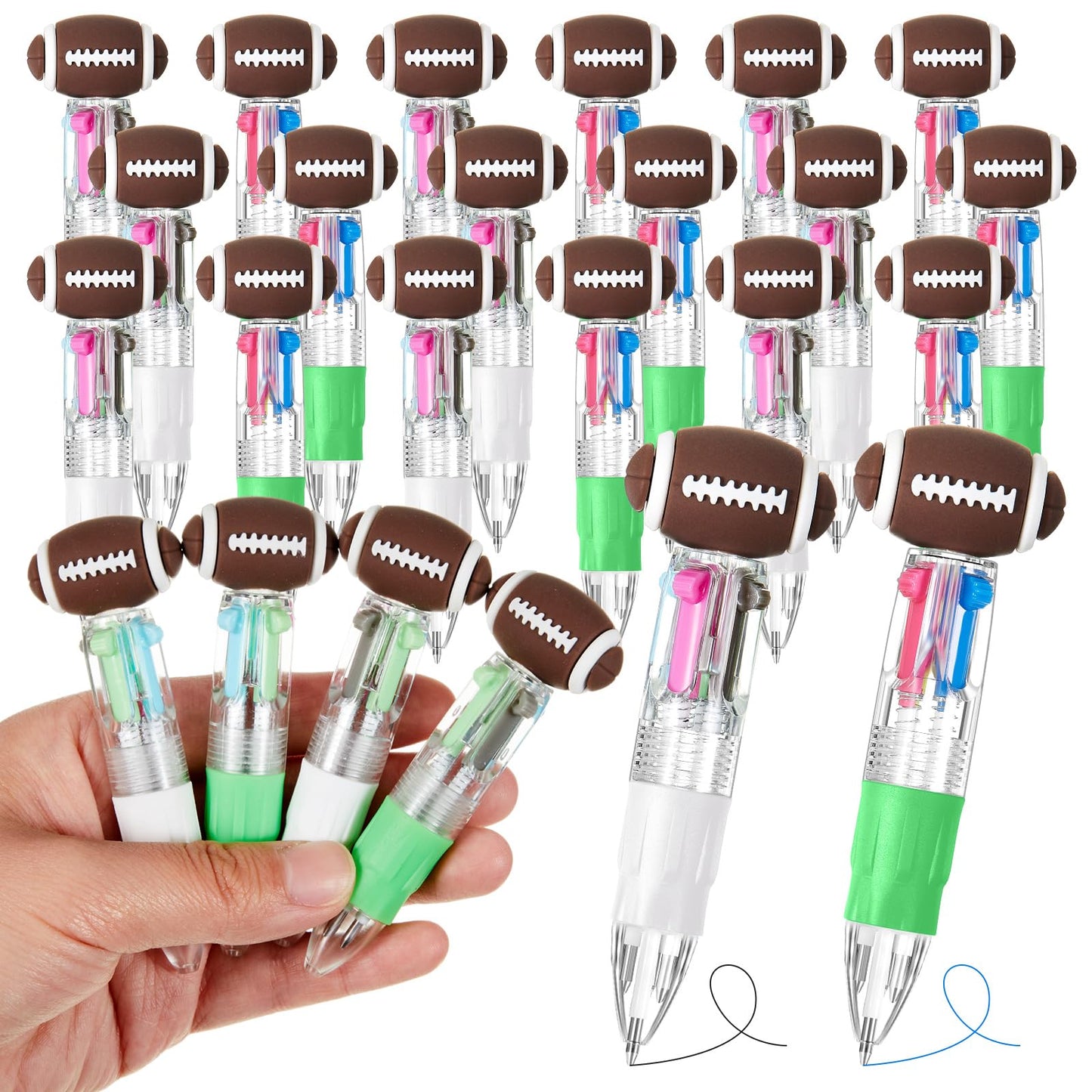 Kosiz 24 Pack Football Party Favors Multicolor 4 in 1 0.5mm Ballpoint Pen