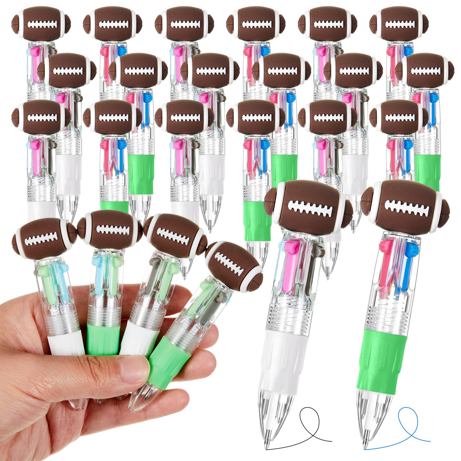Kosiz 24 Pack Football Party Favors Multicolor 4 in 1 0.5mm Ballpoint Pen
