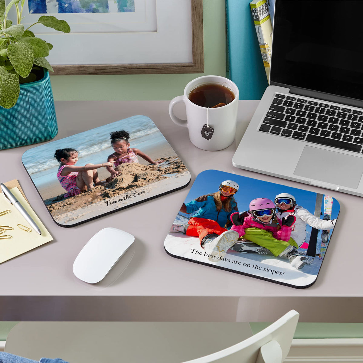 Let's Make Memories Personalized Picture Perfect Photo Mouse Pad - Vertical Photo - Black Banner