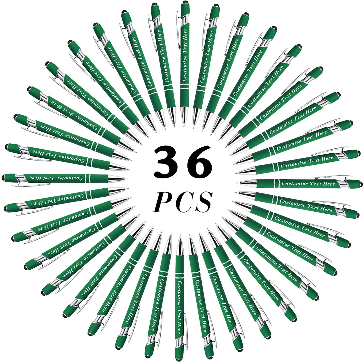 Personalized Pens Bulk with Stylus Tip 36 Pcs Custom Engraving Ballpoint Pens with Name Message