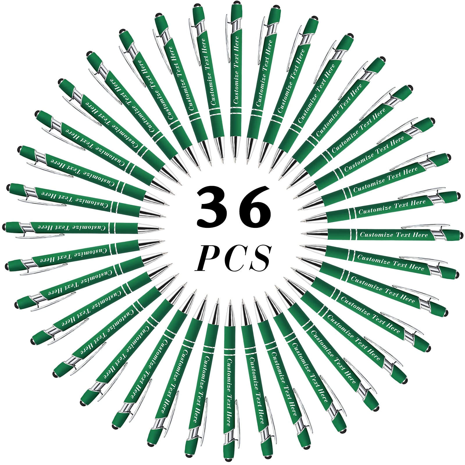 Personalized Pens Bulk with Stylus Tip 36 Pcs Custom Engraving Ballpoint Pens with Name Message