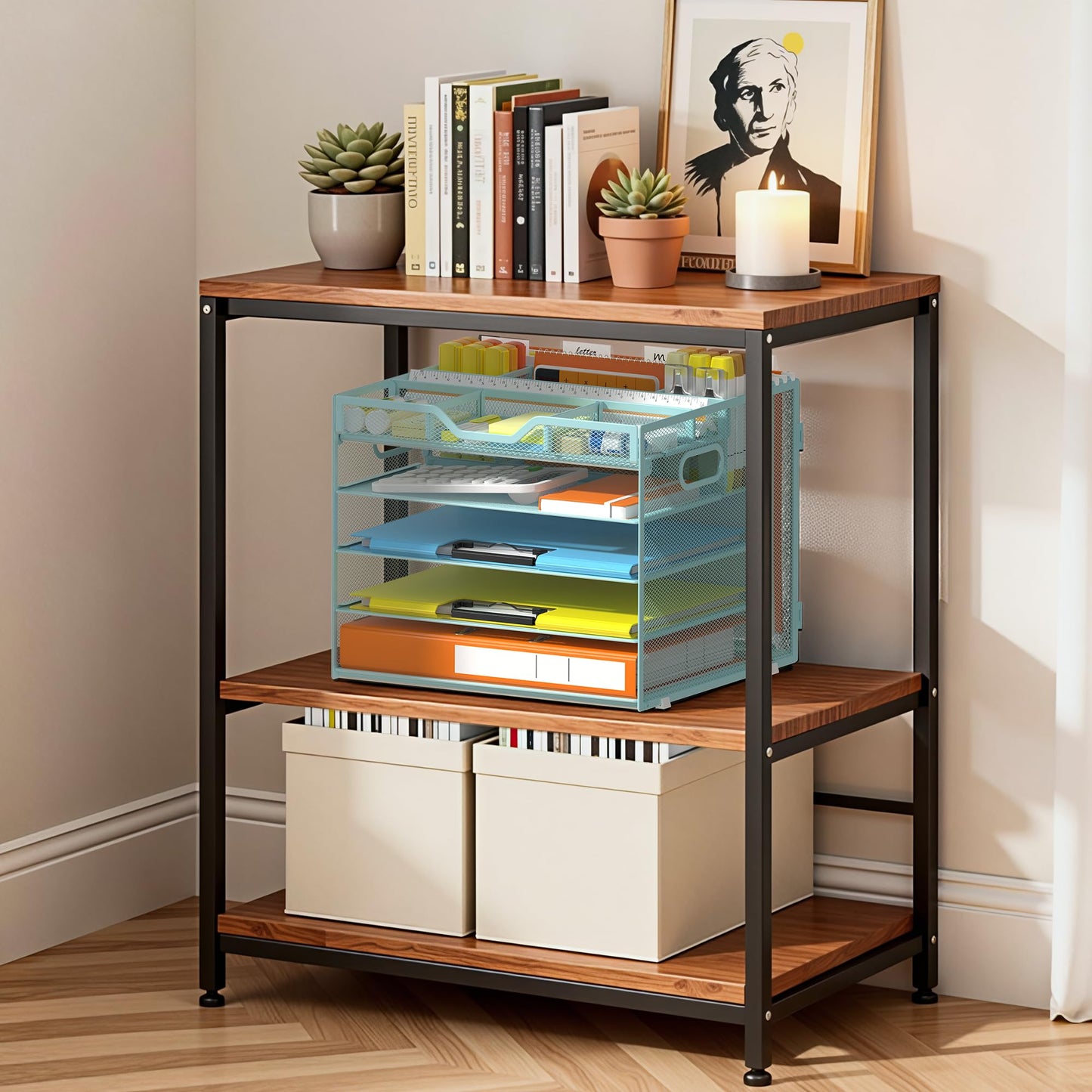 Docnest 5 Tier Desk Organizer with Hanging File Folder Holder&Tray, Blue