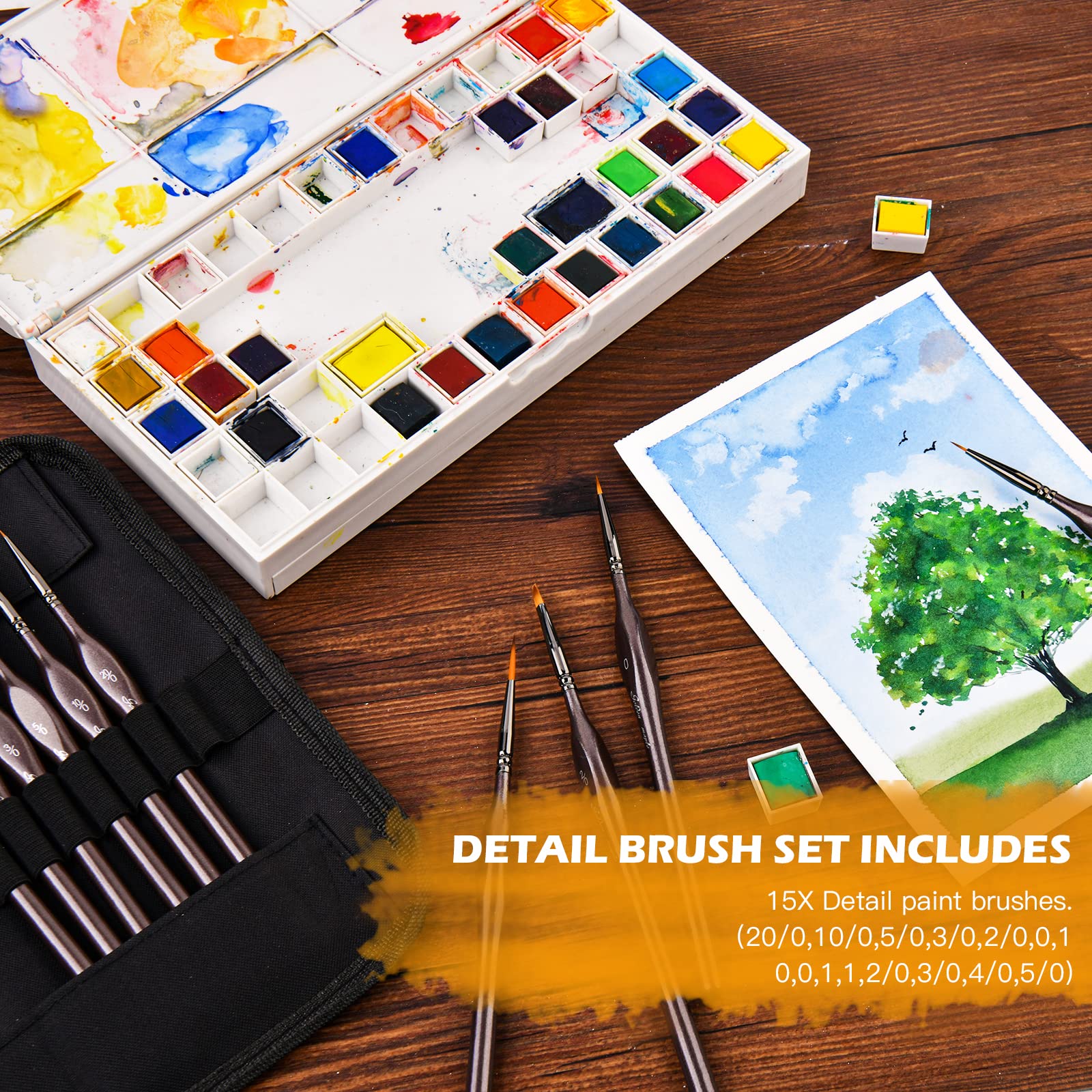 Golden Maple Miniature Paint Brushes, 15PC Model Brushes Micro Detail Paint Brush Set, Fine