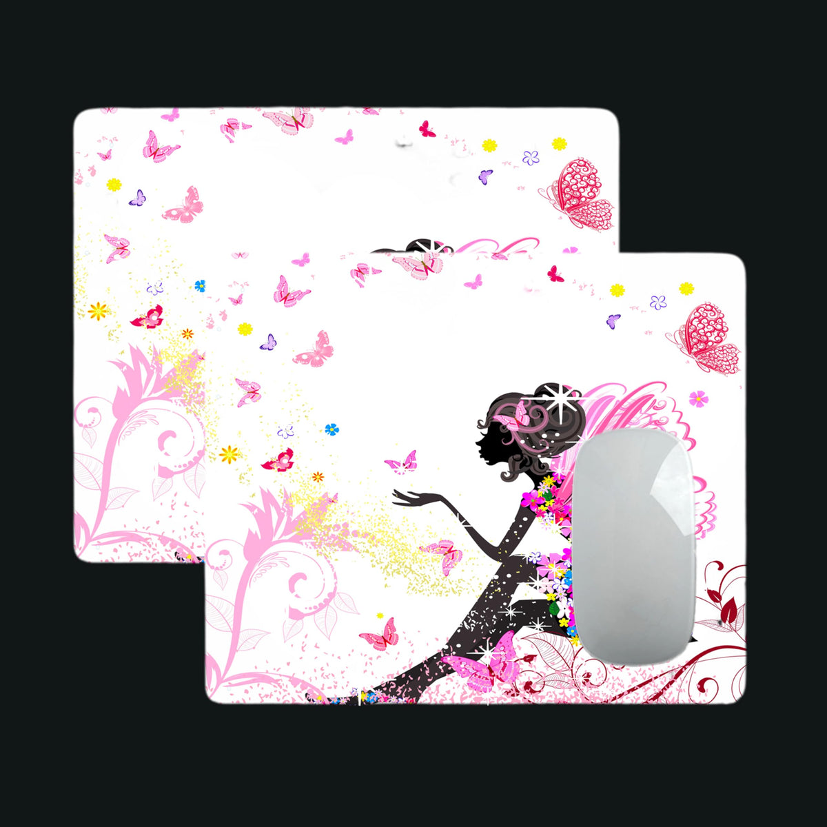 Mouse Pad Bling Diamond Glitter Sparkle Rose Gold Mousepad Pink Girl Butterfly Mouse Pad, Bling