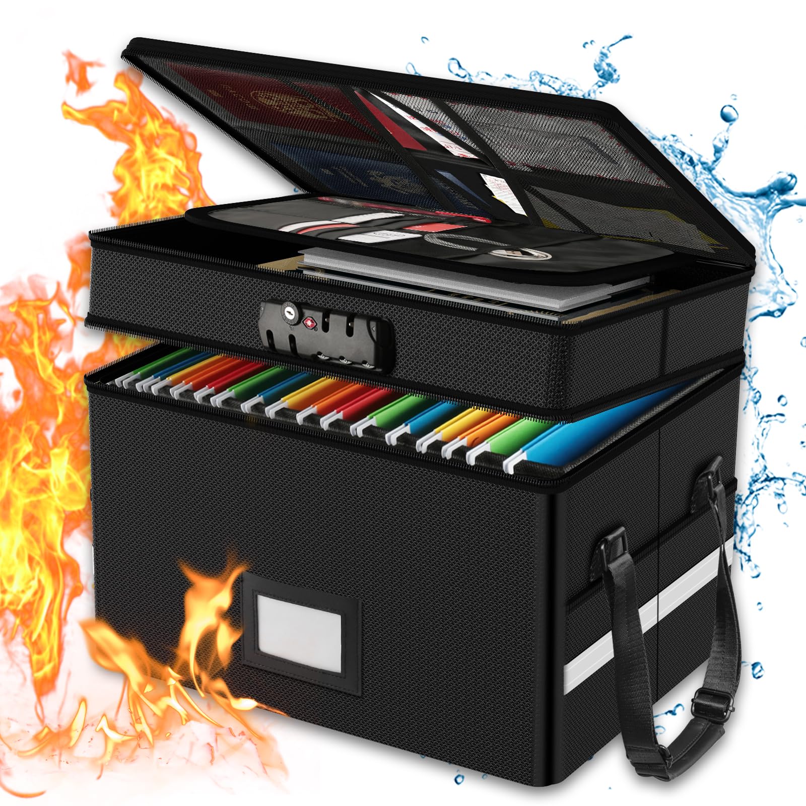 RHM 2 Layer Fireproof Document Box with Lock for Letter/Folder/Certificate