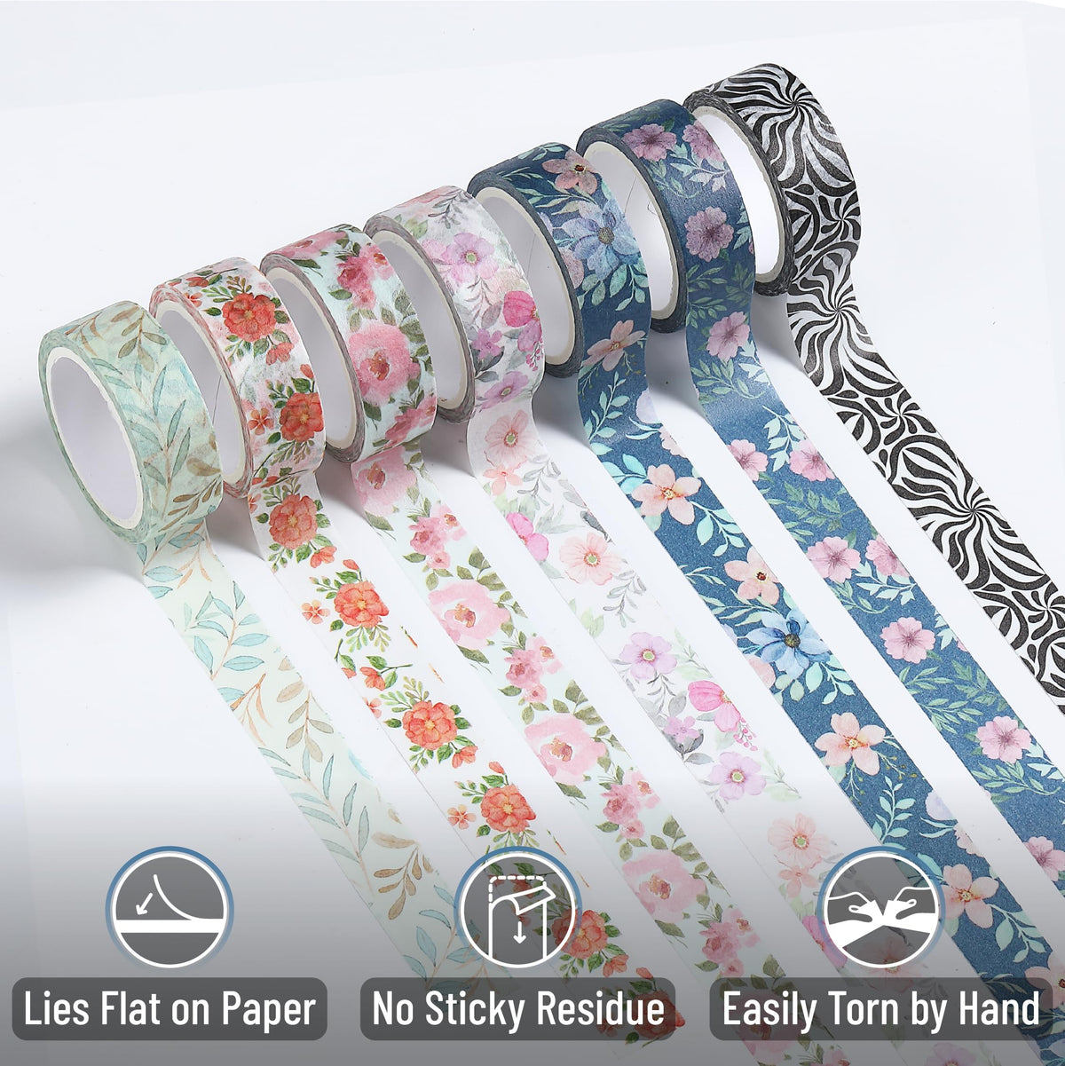 Mr. Pen- Washi Tape Set, 21 Rolls, Assorted Sizes, Floral Vintage
