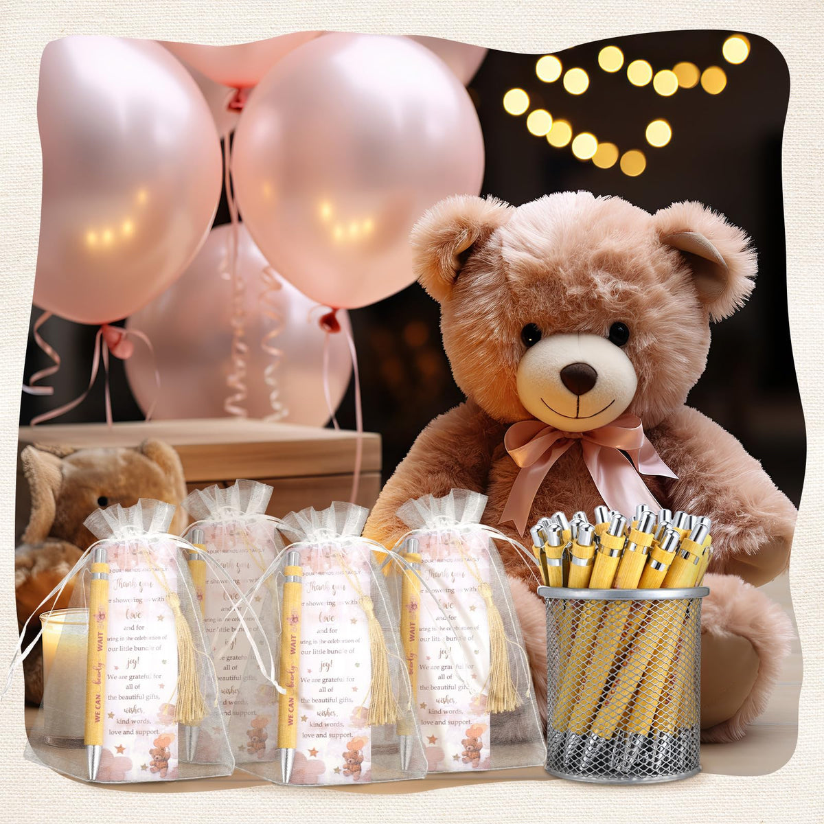 Gilprop 50 Sets Brown Bear Baby Shower Favors for Guests We Can Barely Wait Includes 50 Baby Shower