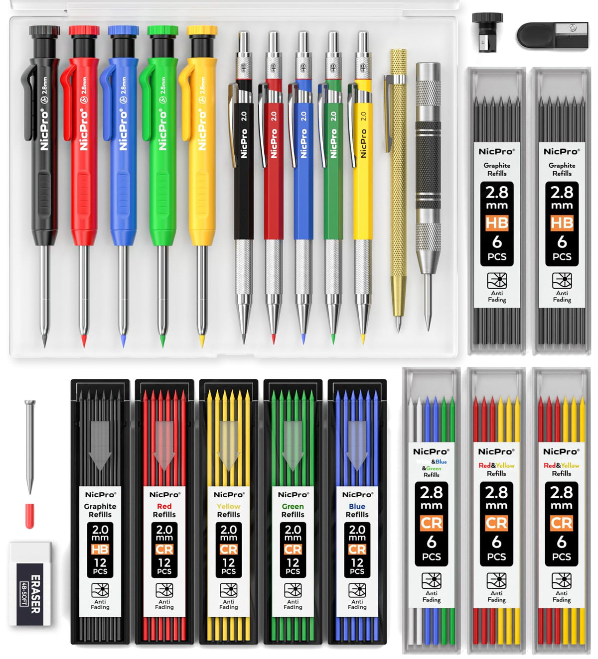 Nicpro 27 Pack Carpenter Pencils for Woodworking