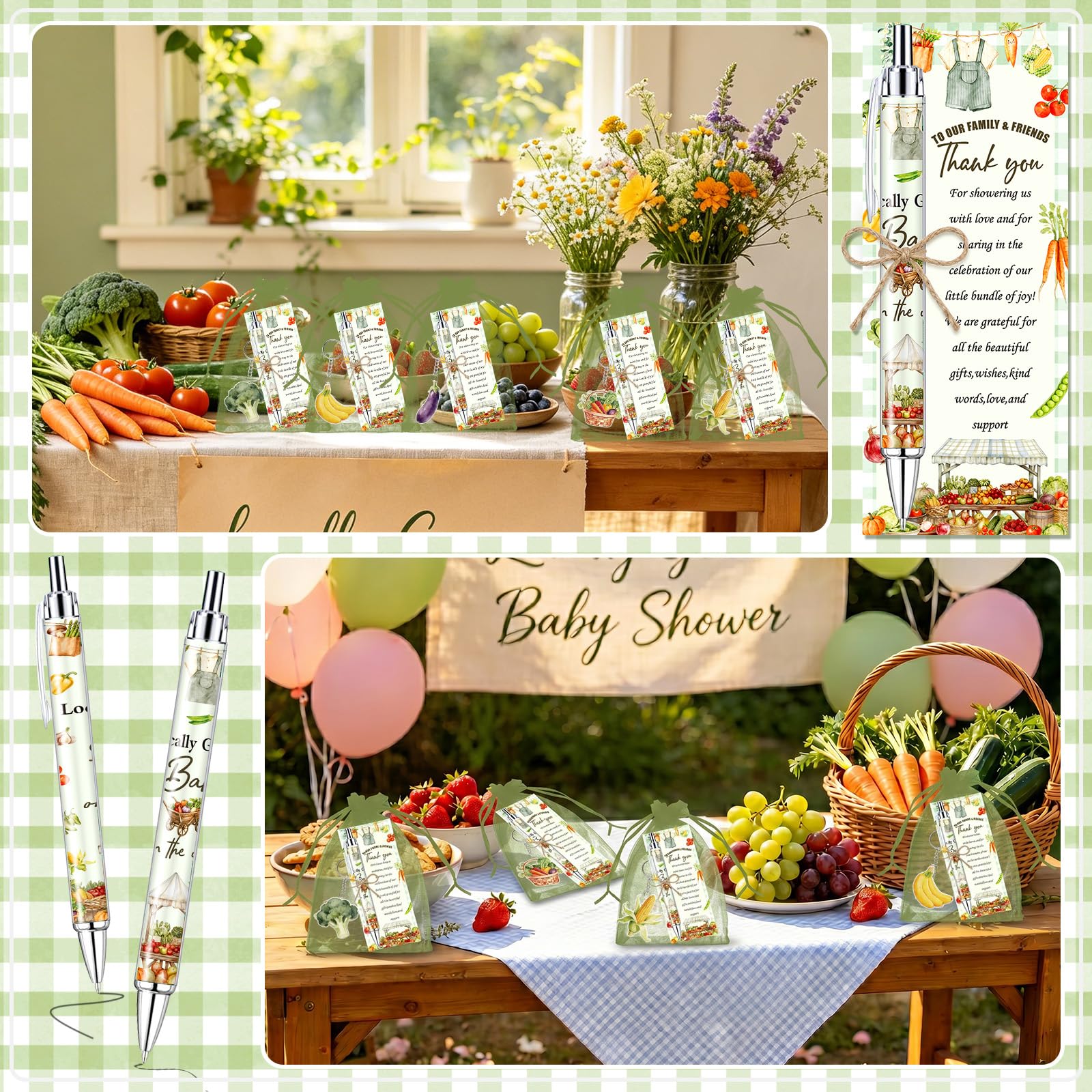 145 Pieces Locally Grown Baby Shower Gifts for Guest Farmers Market Baby On the Way Ballpoint Pens