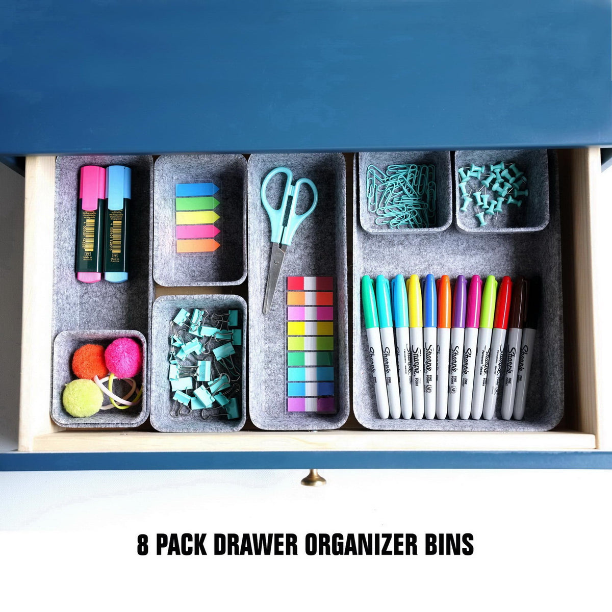 Welaxy Desk Drawer organizers tray Felt storage bins aesthetics room décor for home office dorm