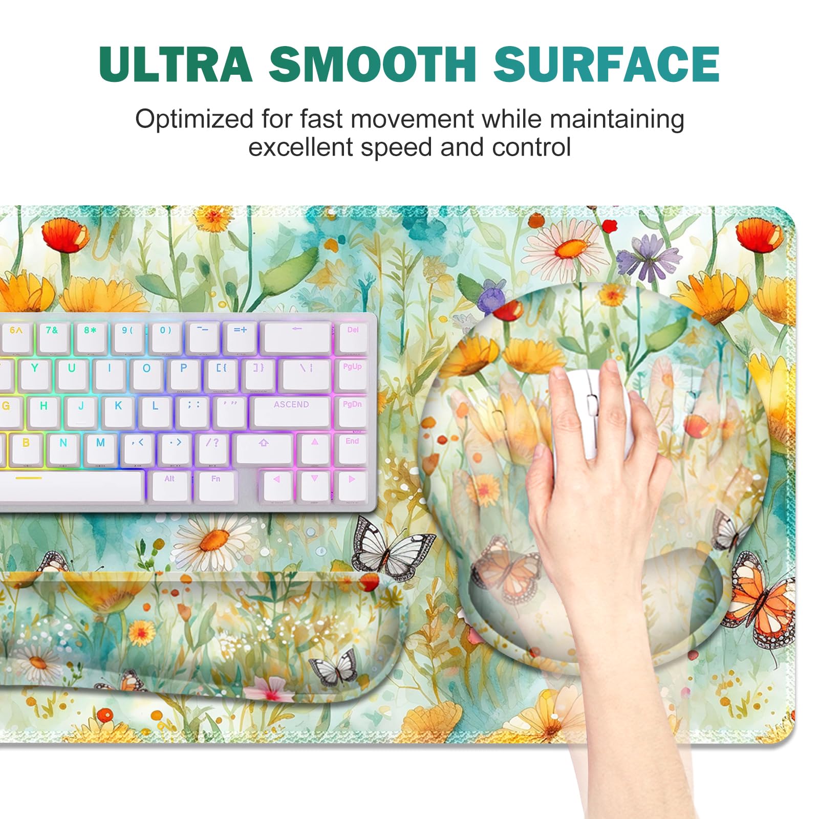 Gaming Mouse Pad, Large Desk Mat, Cute Desk Pad Protector 4in1 XXL Mousepad