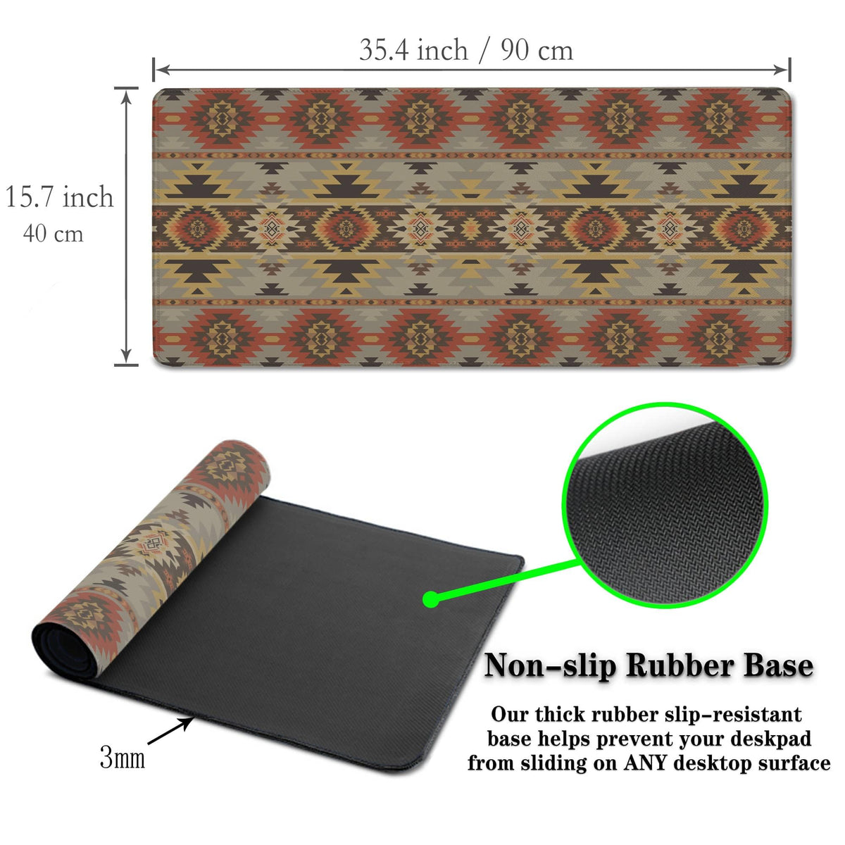 Samgula Gaming Mouse Pads Geometric Large Desk Pad Keyboard Pad Mousepad XXL Non-Slip Rubber Base