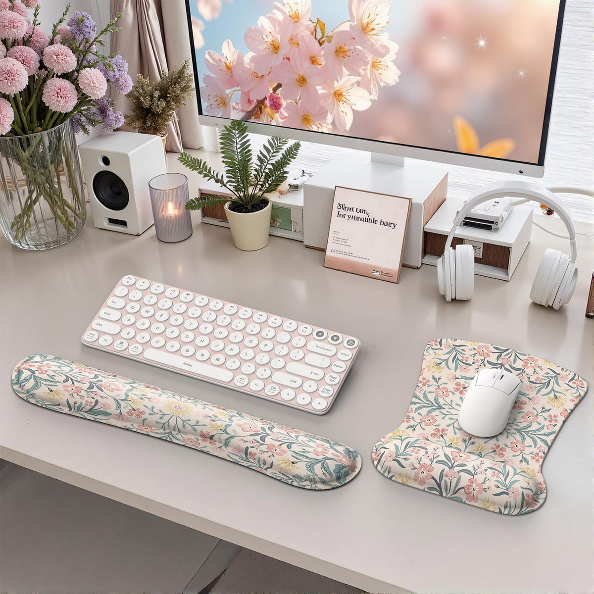 iCasso Ergonomic Mouse Pad, Keyboard Wrist Rest, Memory Foam Mousepad with Wrist Support, Easy