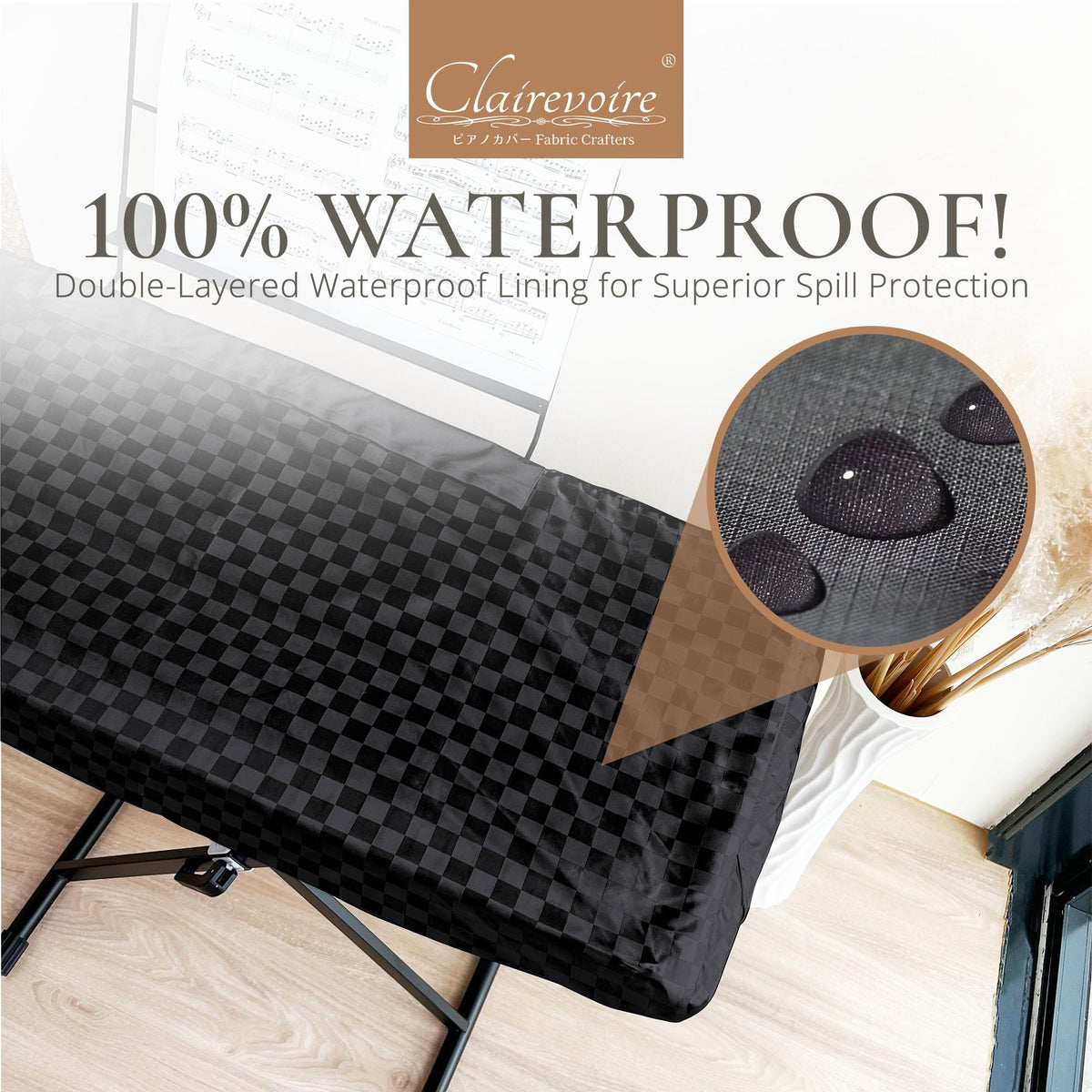 Clairevoire Waterproof Keyboard Piano Cover Cloth for Yamaha DGX670, DGX660, DGX650, Keyboard