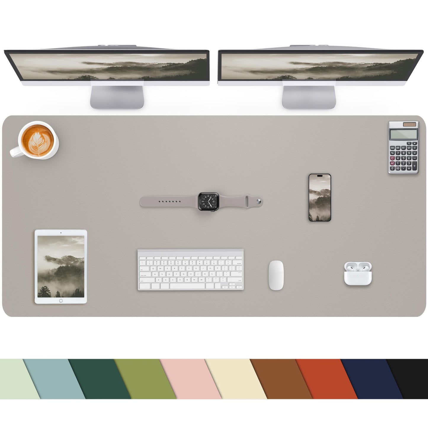 Leather Desk Pad Protector, Large Office Mat & Mouse Pad, Non-Slip Laptop Desk Blotter, Waterproof