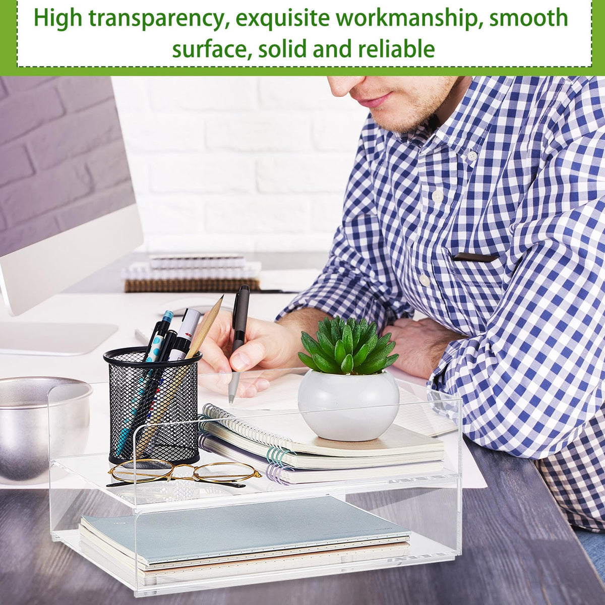 Harloon 4 Tier Paper Organizer Letter Tray Acrylic Desk File Organizer