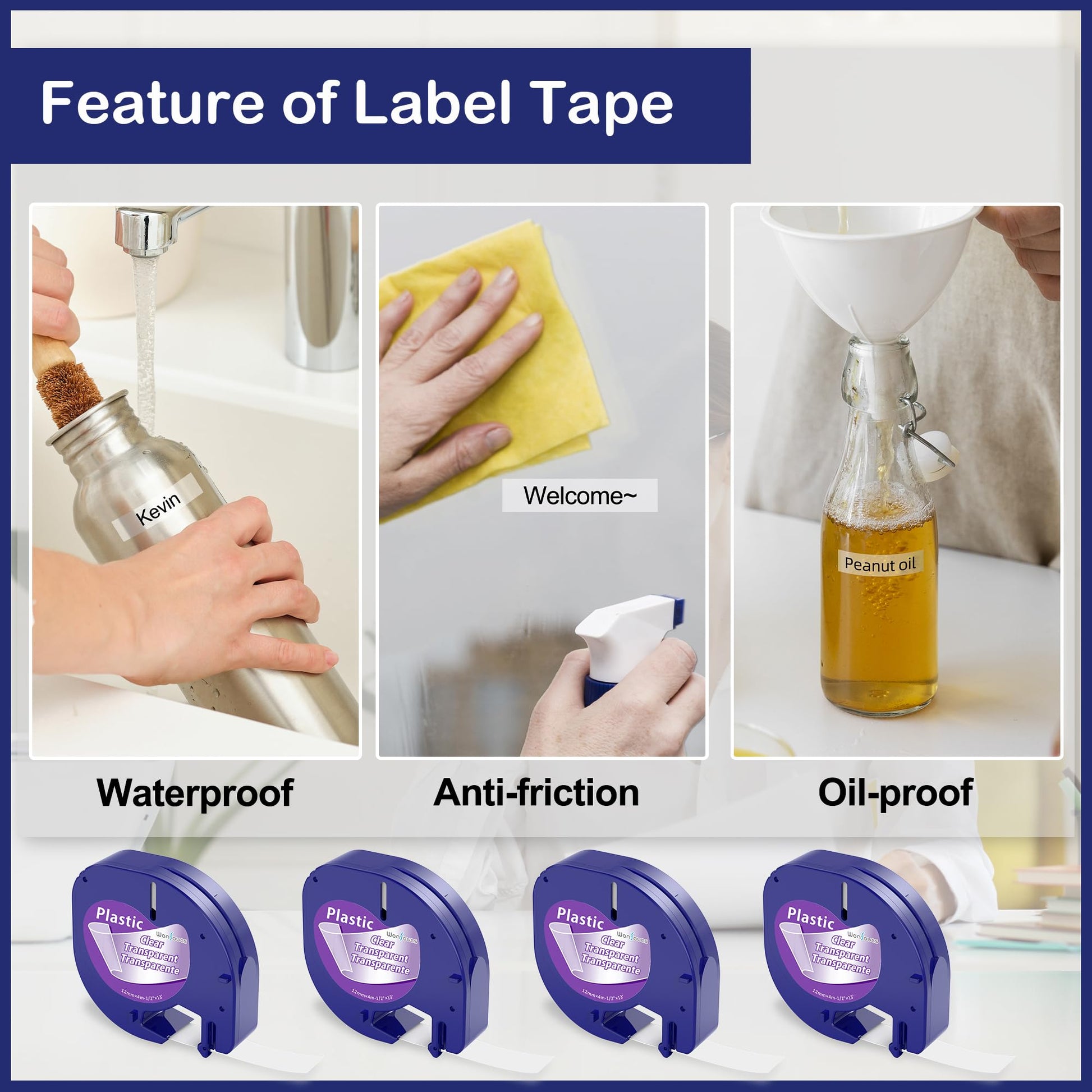 6 x Compatible with Dymo Label Maker Refills Clear Transparent 1/2'' x 13'