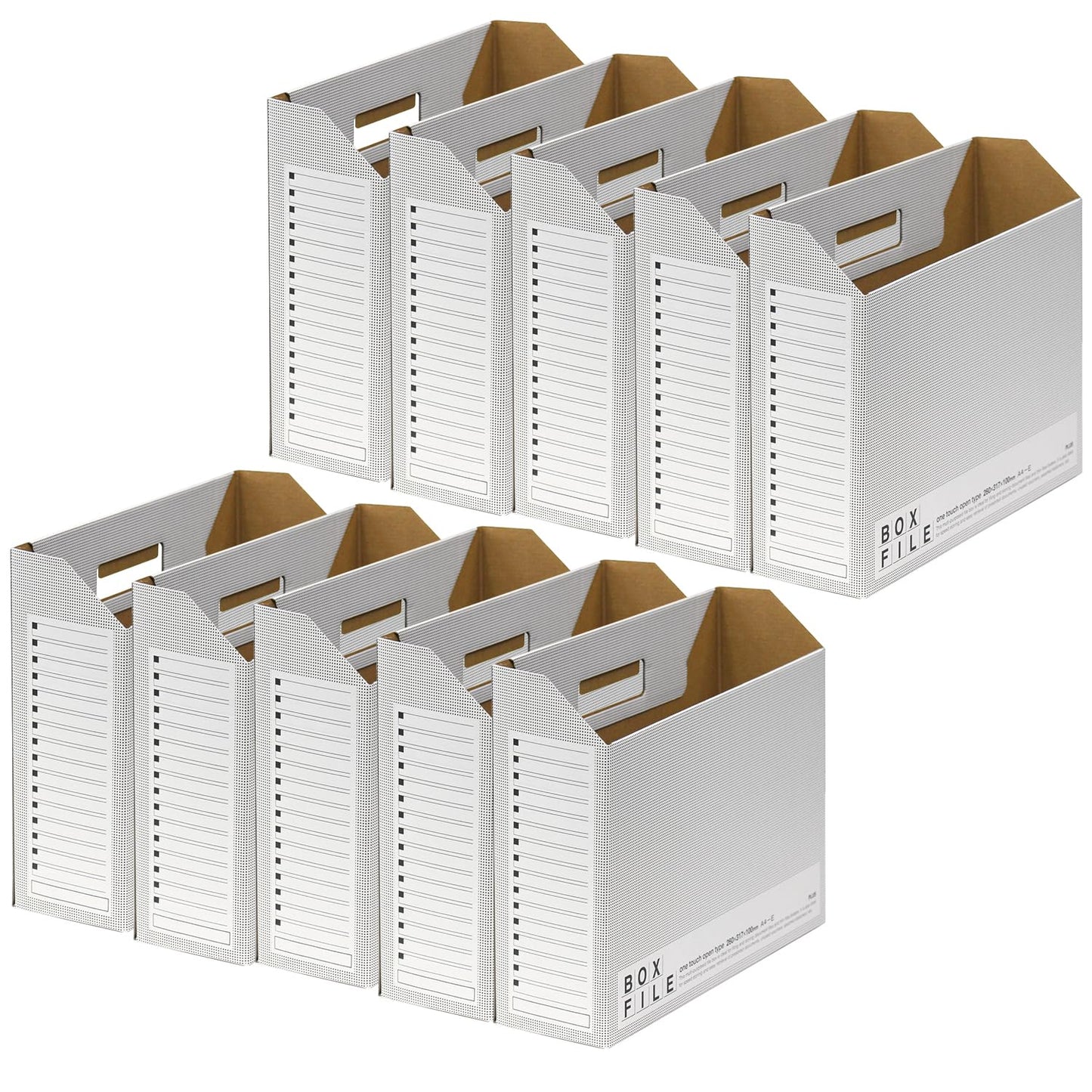 Plus Economy File Box, 10 Books, A4 Horizontal Width, 3.9 inches (100 mm), Dark Gray 553-989