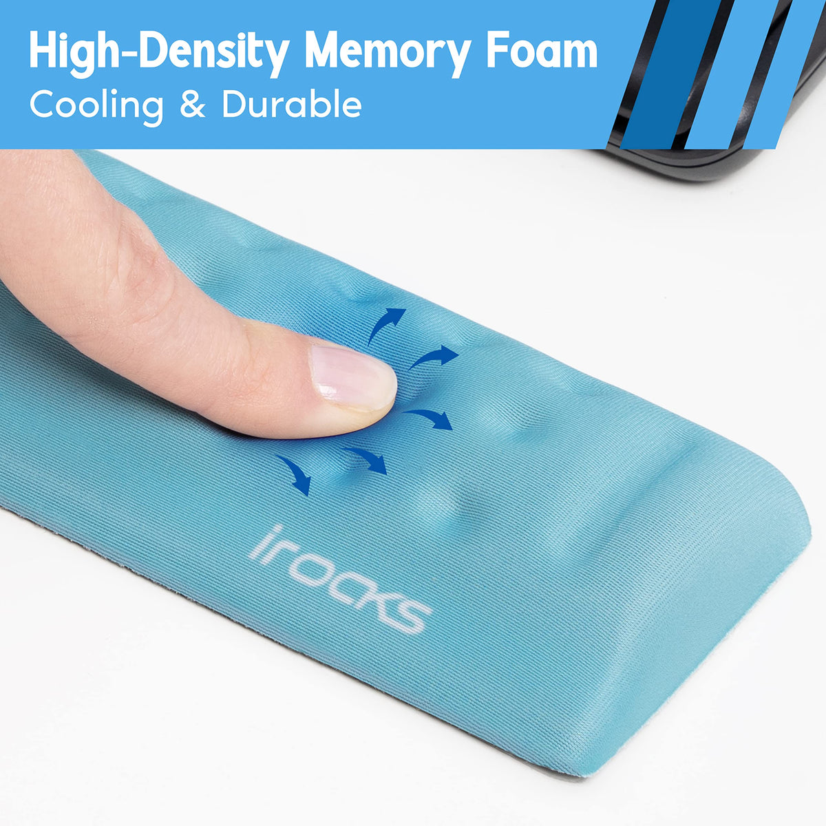 i-Rocks Memory Foam Keyboard Wrist Rest - Pain-Reducing Wrist Rest for Computer Keyboard - Non-Slip