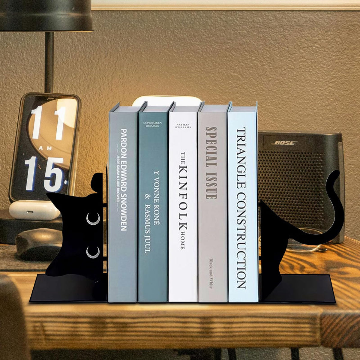 Book Ends Decorative,ENCIMART Book Ends,Metal Bookends,Book Holders for Shelves,Office Decorative