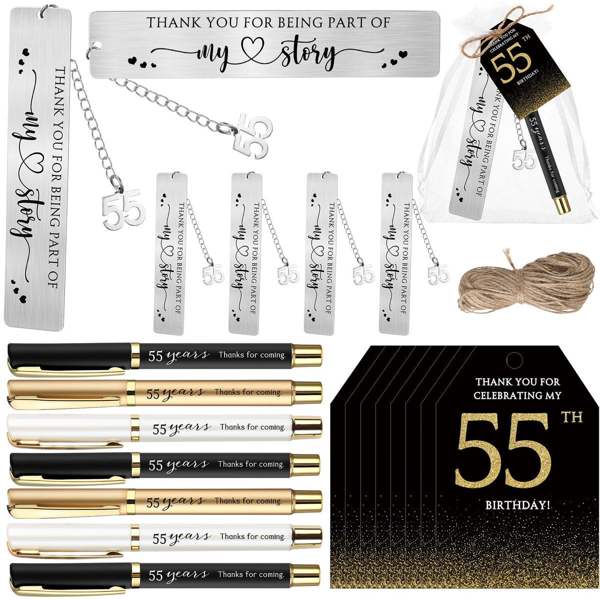 Sinload 25 Sets Birthday Favors for Guests 25 Thanks for Coming Ballpoint Pens 25 Metal Bookmarks