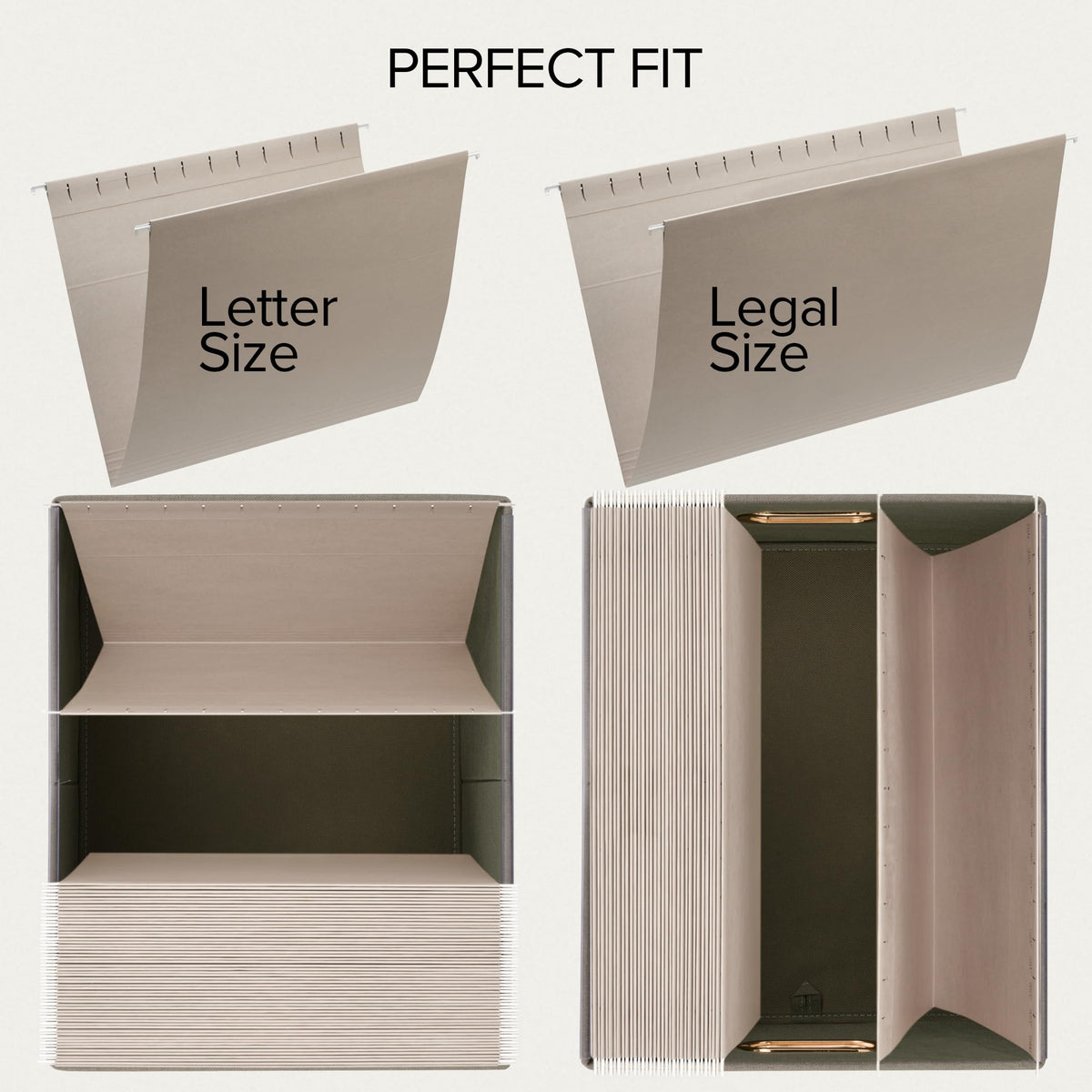 Decorative File Organizer Box Set of 2 - Collapsible Linen Filing Cabinets