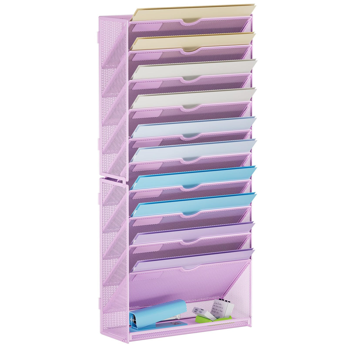 Marbrasse Wall File Holder 11-Tier Hanging Wall File Organizer, for Papers, Files Clipboard &