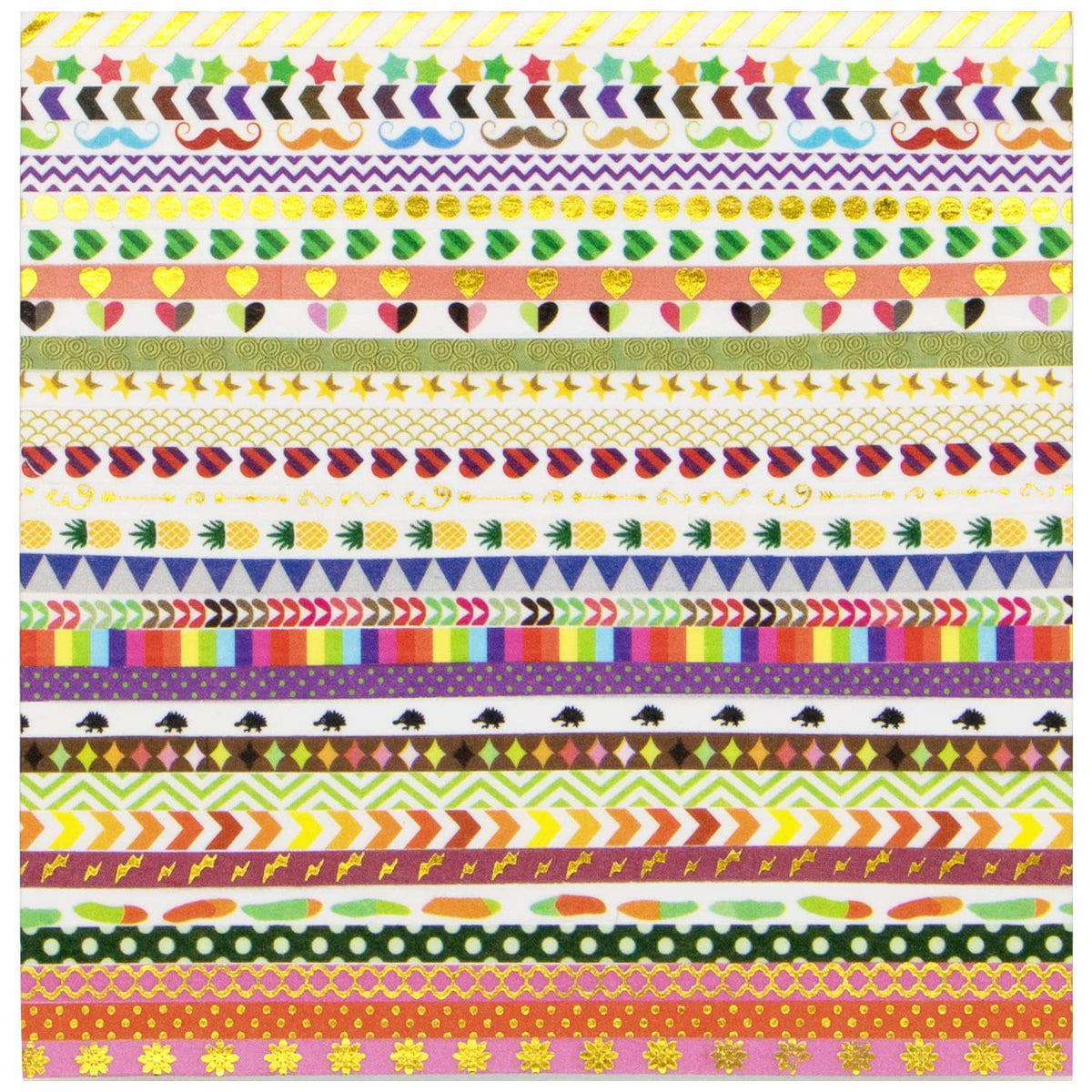 NANYNNU Cute 48 Rolls Washi Tape Set,Foil Gold Thin Decorative Masking Washi Tapes,3MM Wide DIY