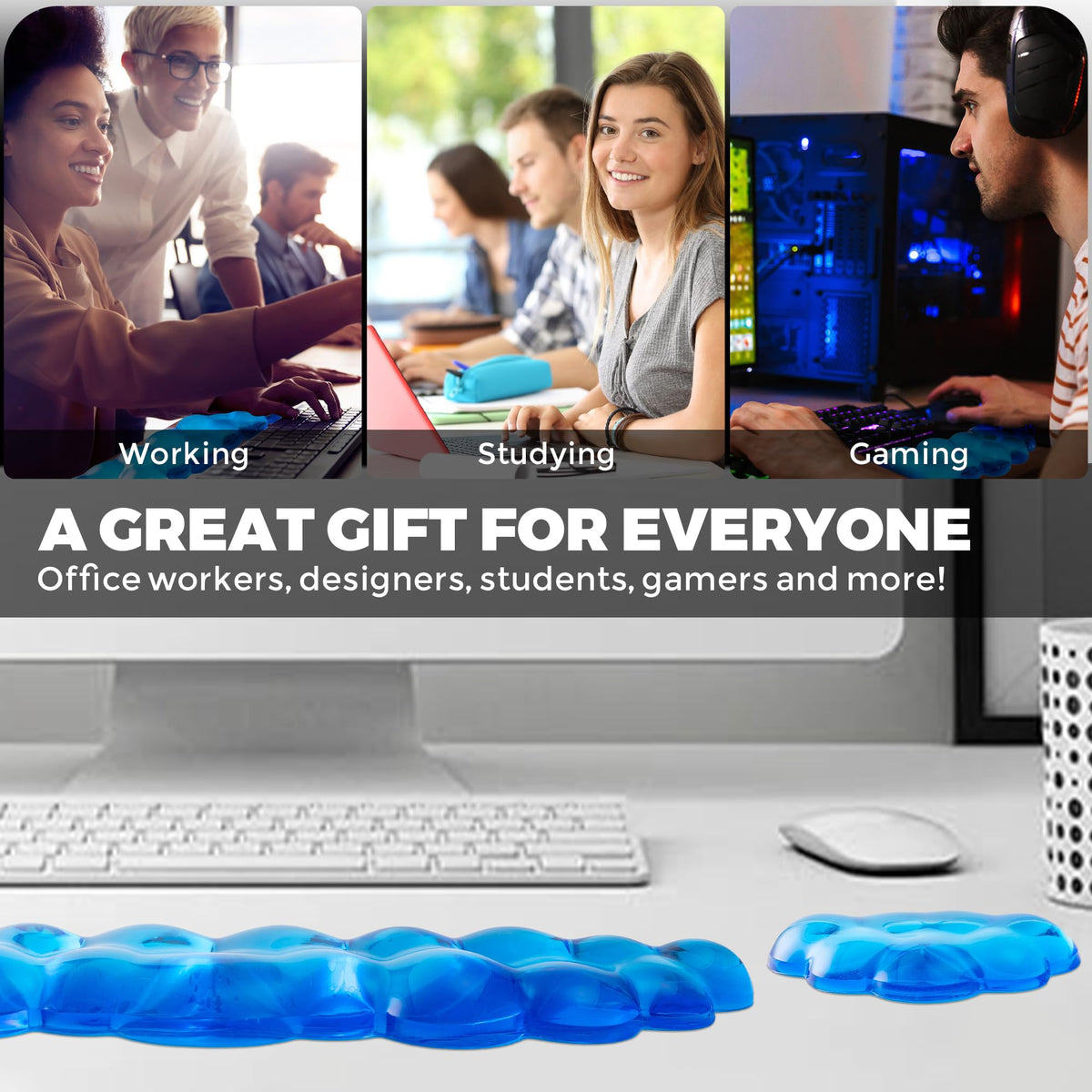 ABRONDA Gel Cloud Keyboard & Mouse Wrist Rest Set - Cloud Keyboard Wrist Rest Pad & Mouse Support