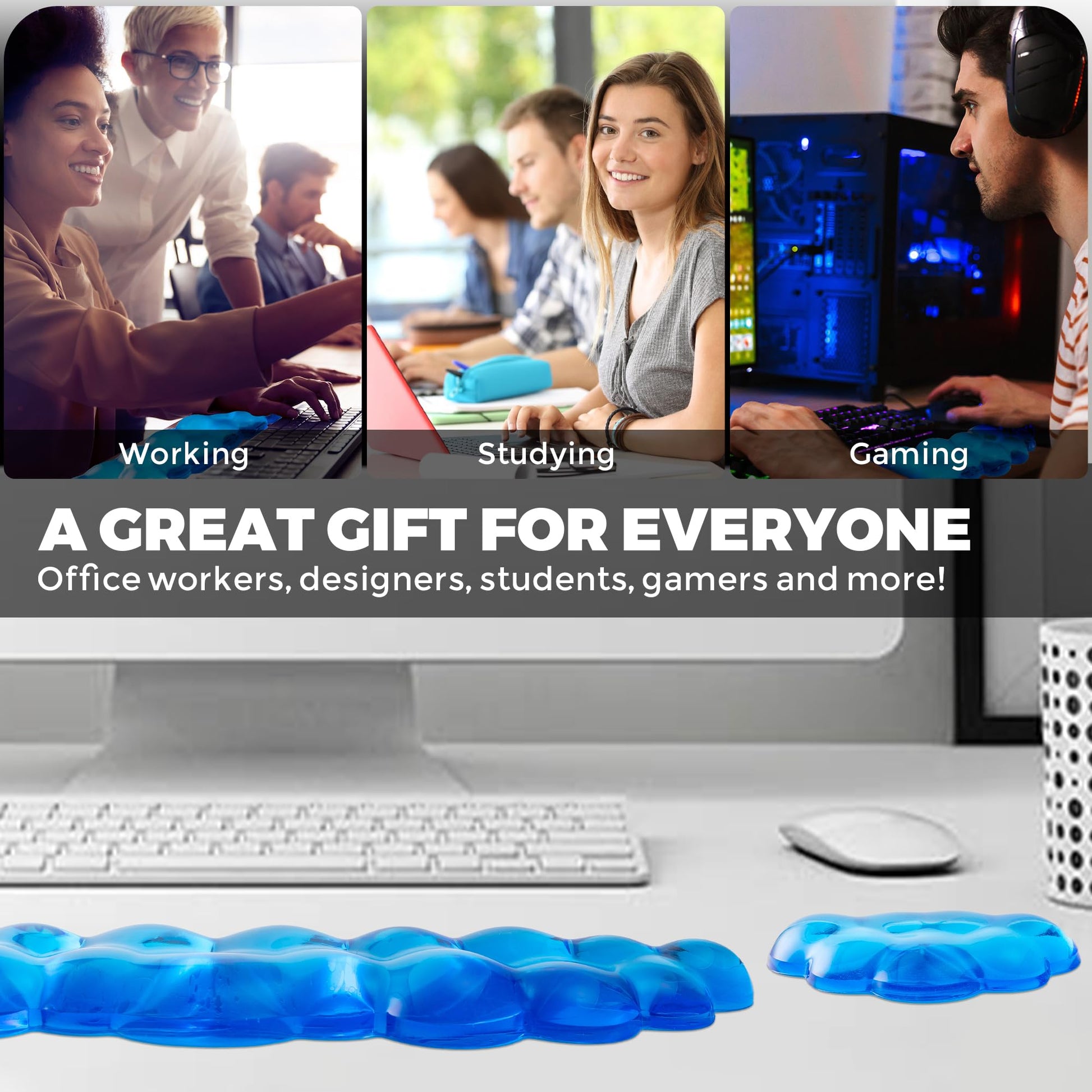 ABRONDA Gel Cloud Keyboard & Mouse Wrist Rest Set - Cloud Keyboard Wrist Rest Pad & Mouse Support
