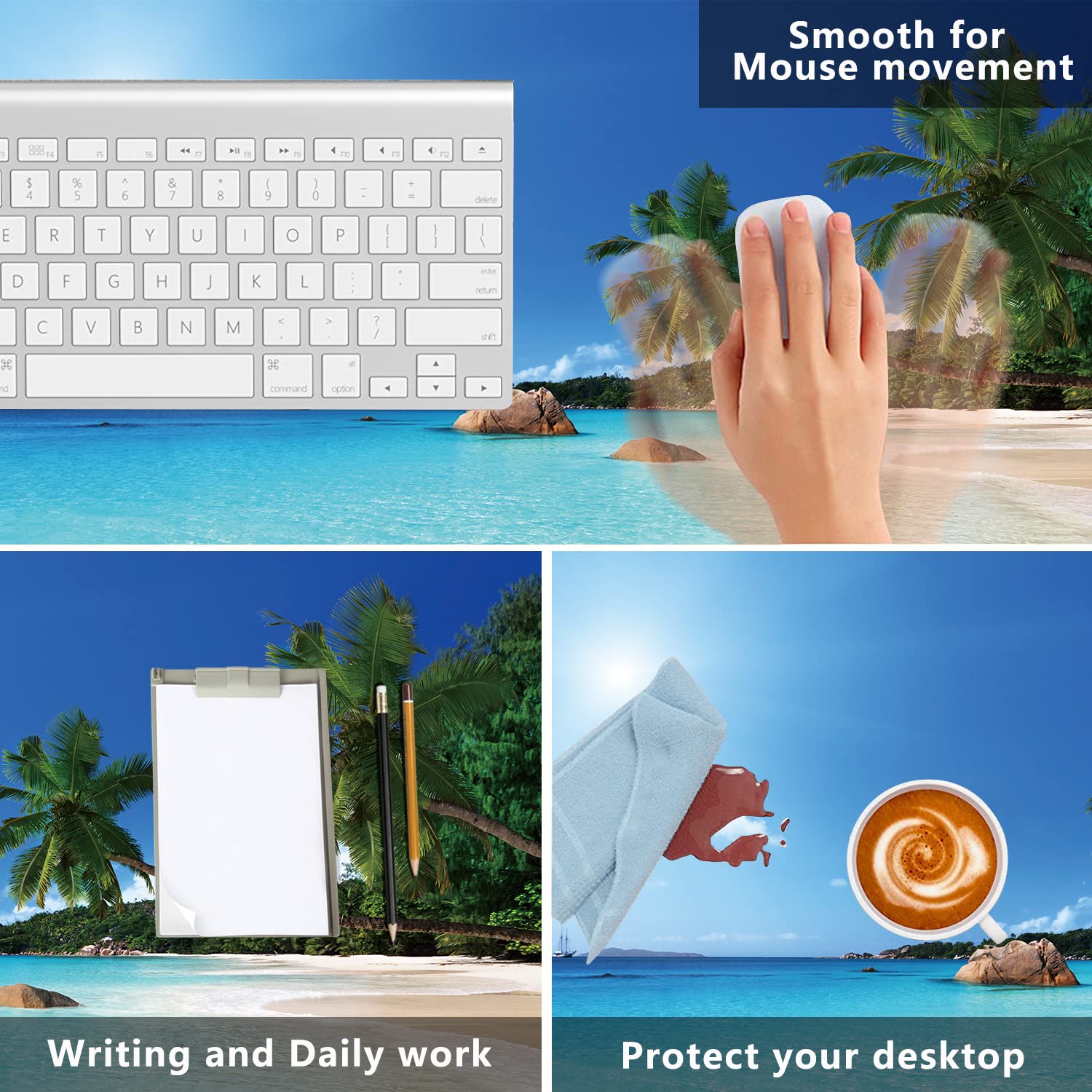 Ocean Desk Mat,ANSE Lazio Beach at Praslin Island Extended Gaming Mouse Pad,Large Non-Slip Rubber