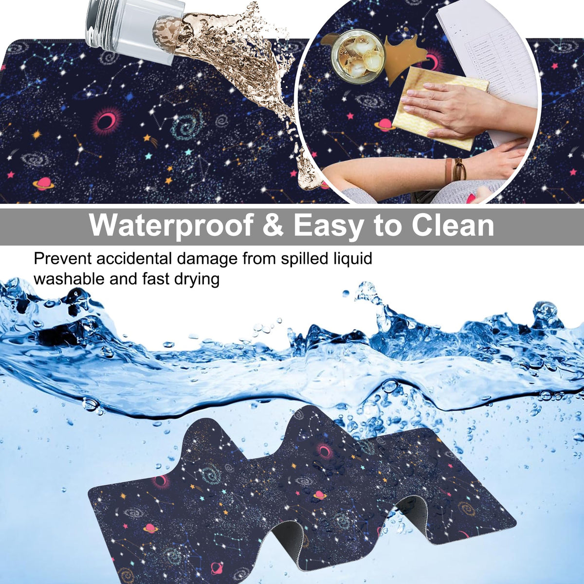 Space Galaxy Constellation Desk Mat,Large Milky Way Galaxy Space Gaming Keyboard Mouse Pad,Non-Slip