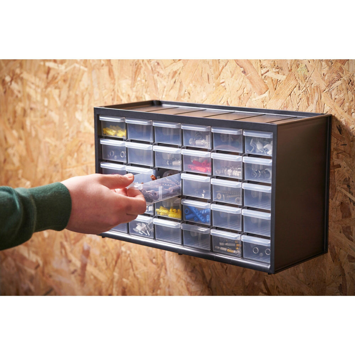 Stanley 1-93-980 Storage Box with compartments, Black/Transparent