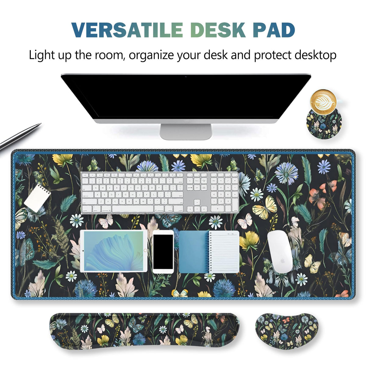 ARTSO Keyboard Mouse Pad Set, Extended Mouse Pad with Keyboard Wrist Rest Support, Memory Foam