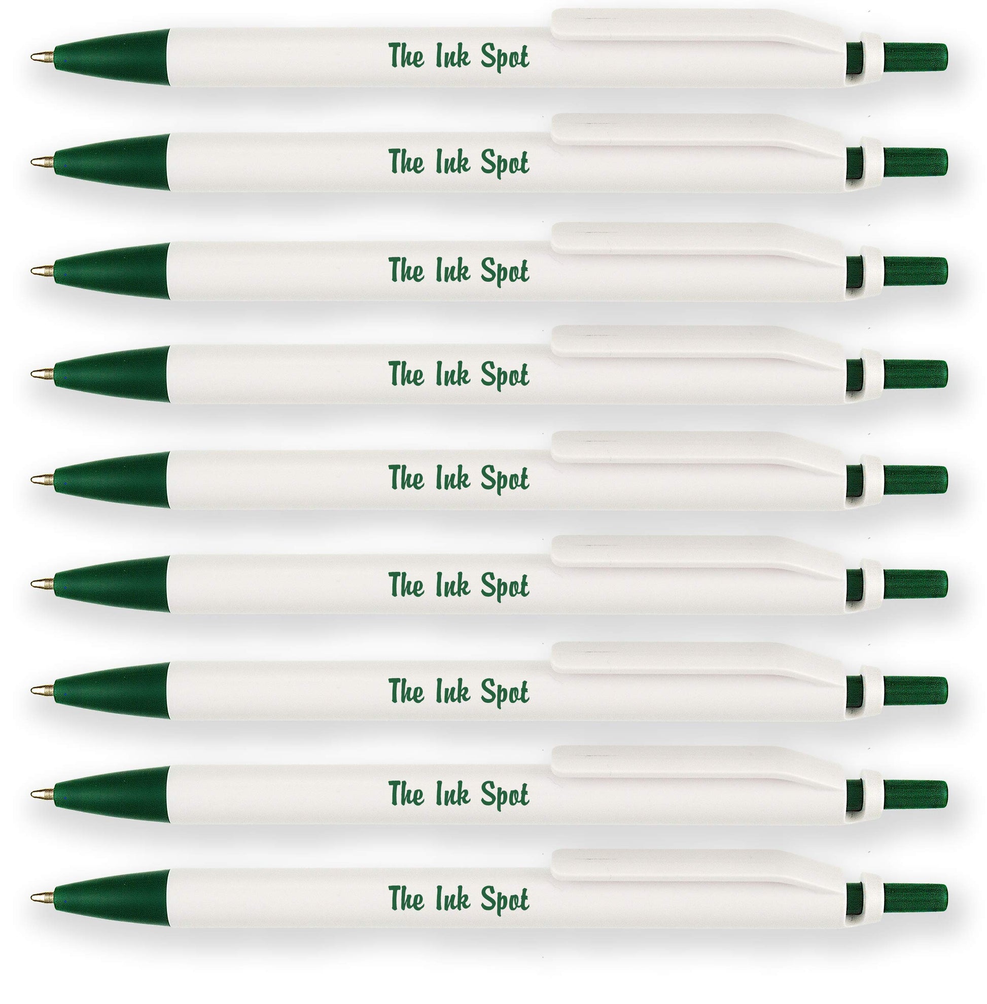100 Excel Classic Click Personalized Custom Printed Pens - Green Trim
