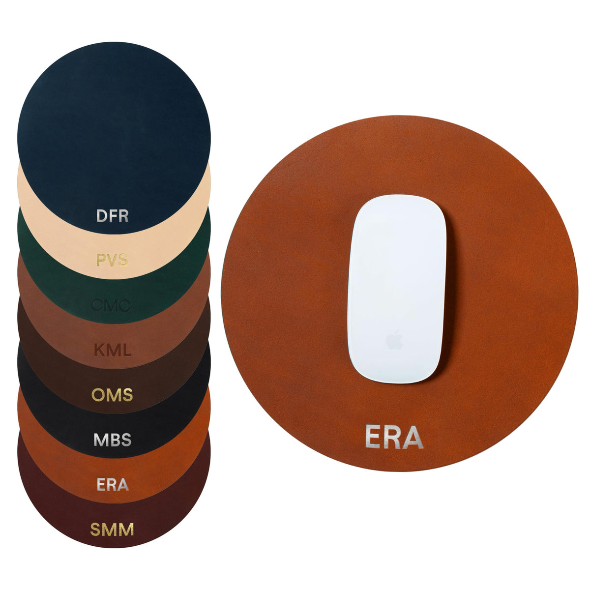 Northwind Personalized Full Grain Leather Round Mouse Pad, 8.5 Inch