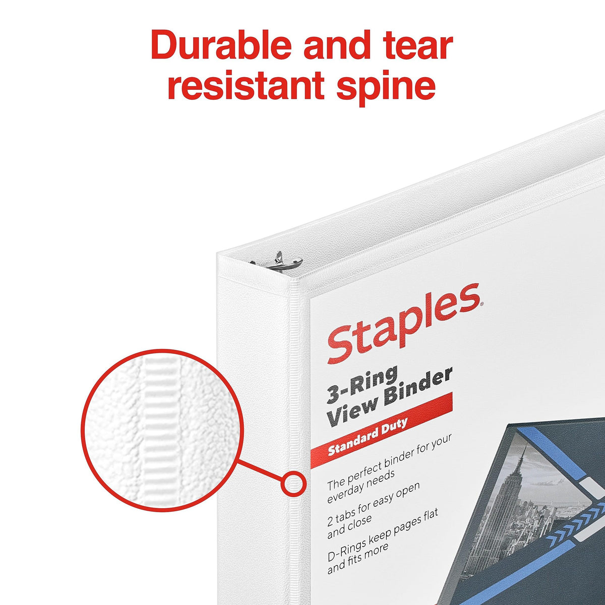 Staples 1" 3-Ring View Binder, D-Ring, White, 4/Pack