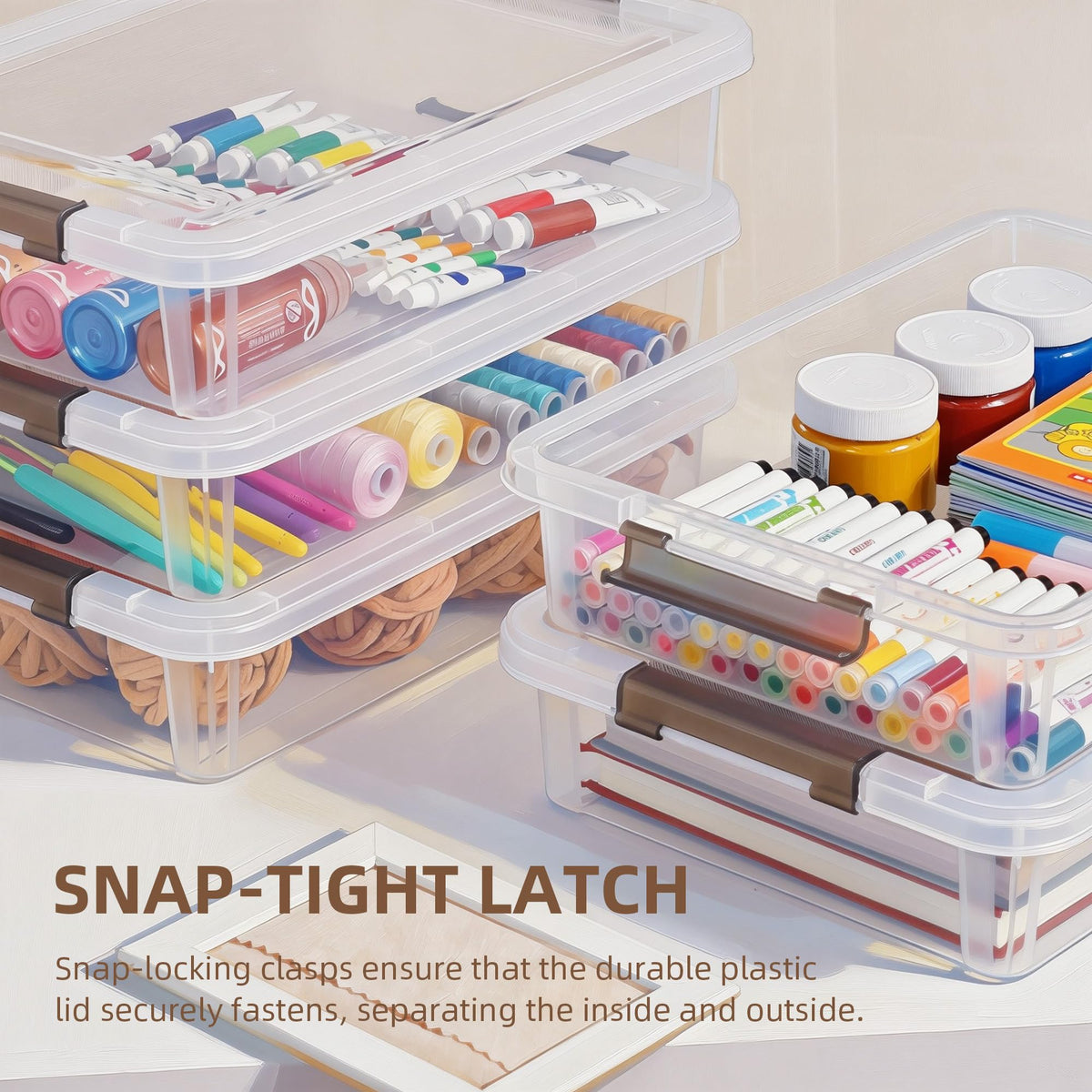 Citylife 10PC Storage Bins with Lids, Stackable Plastic Box, Paper Storage