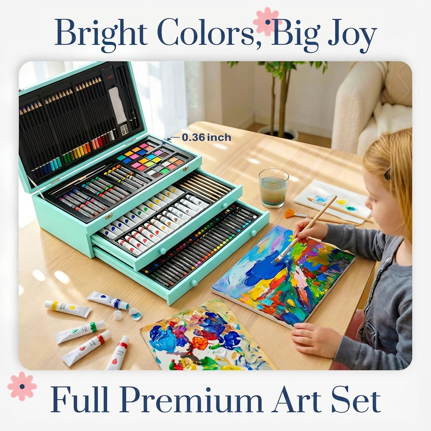 194 Piece Deluxe Art Set, Painting Drawing Art Supplies with 4 Drawing Pads, Acrylic Paints