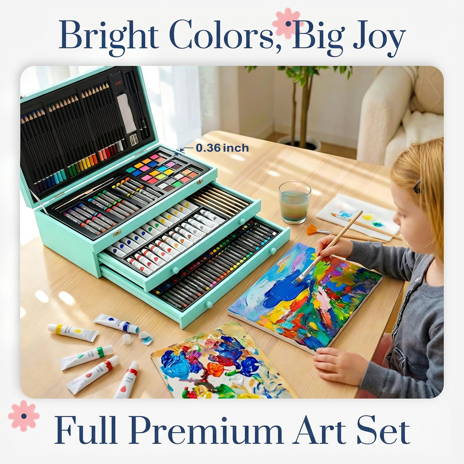 194 Piece Deluxe Art Set, Painting Drawing Art Supplies with 4 Drawing Pads, Acrylic Paints