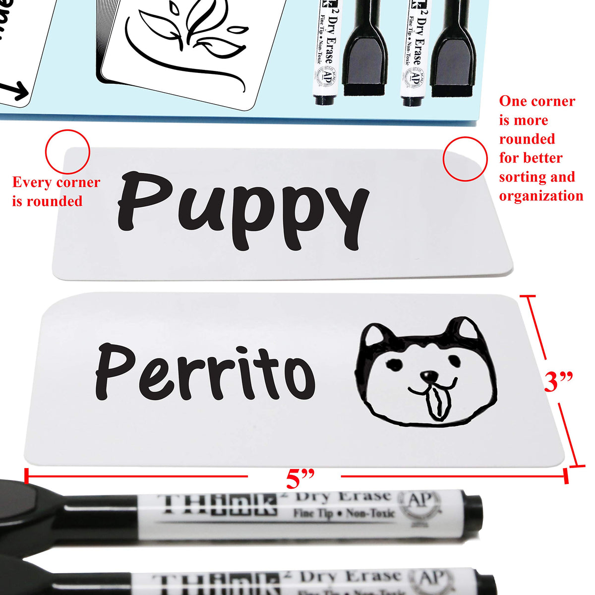 Imagine2Master 60 Blank Dry Erase Index Cards (3” X 5”). Comes with 2 Dry Erase Markers. DIY Flash