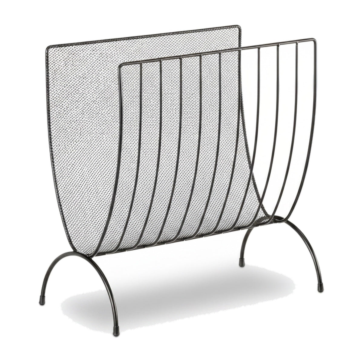 Relaxdays Mesh Newspaper Stand, Metal Newspaper Bin, Freestanding Rack, H x W x D 35 x 34 x 18 cm