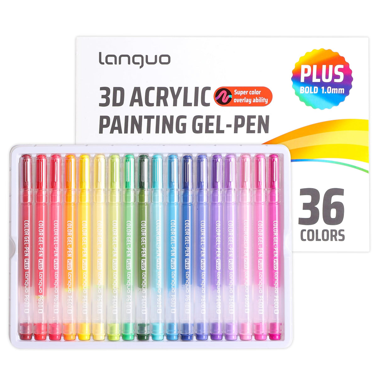 languo 36 Colors Acrylic Gel Pens for Coloring, 1mm Bullet Tip Colored Pens