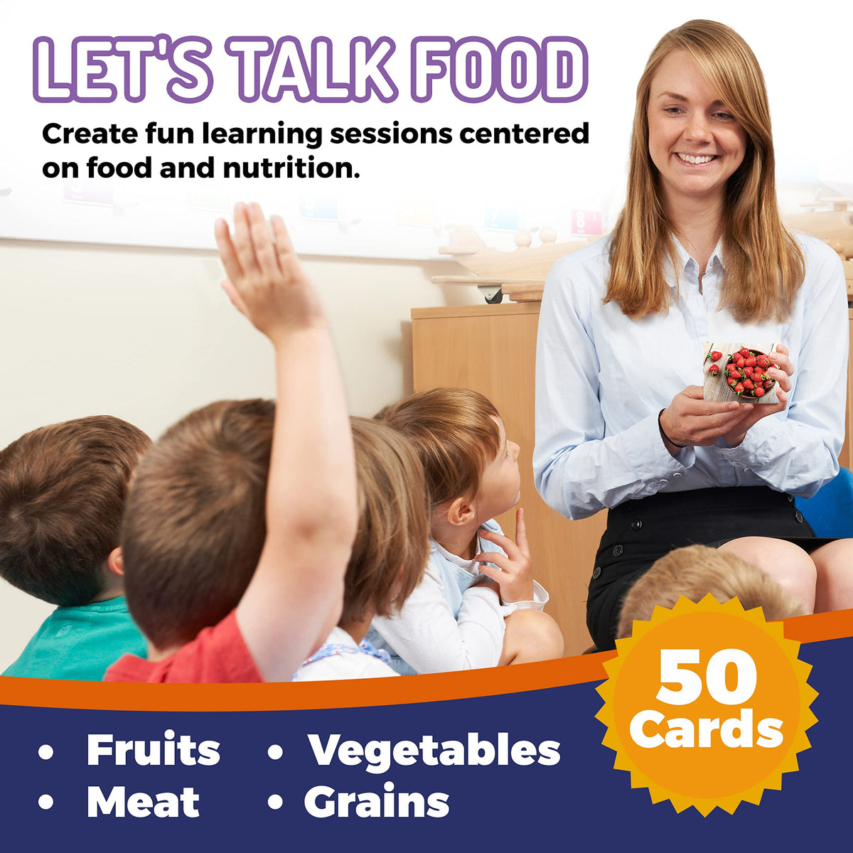 CreateFun 50 Food Double Sided Educational Learning Picture Flash Cards